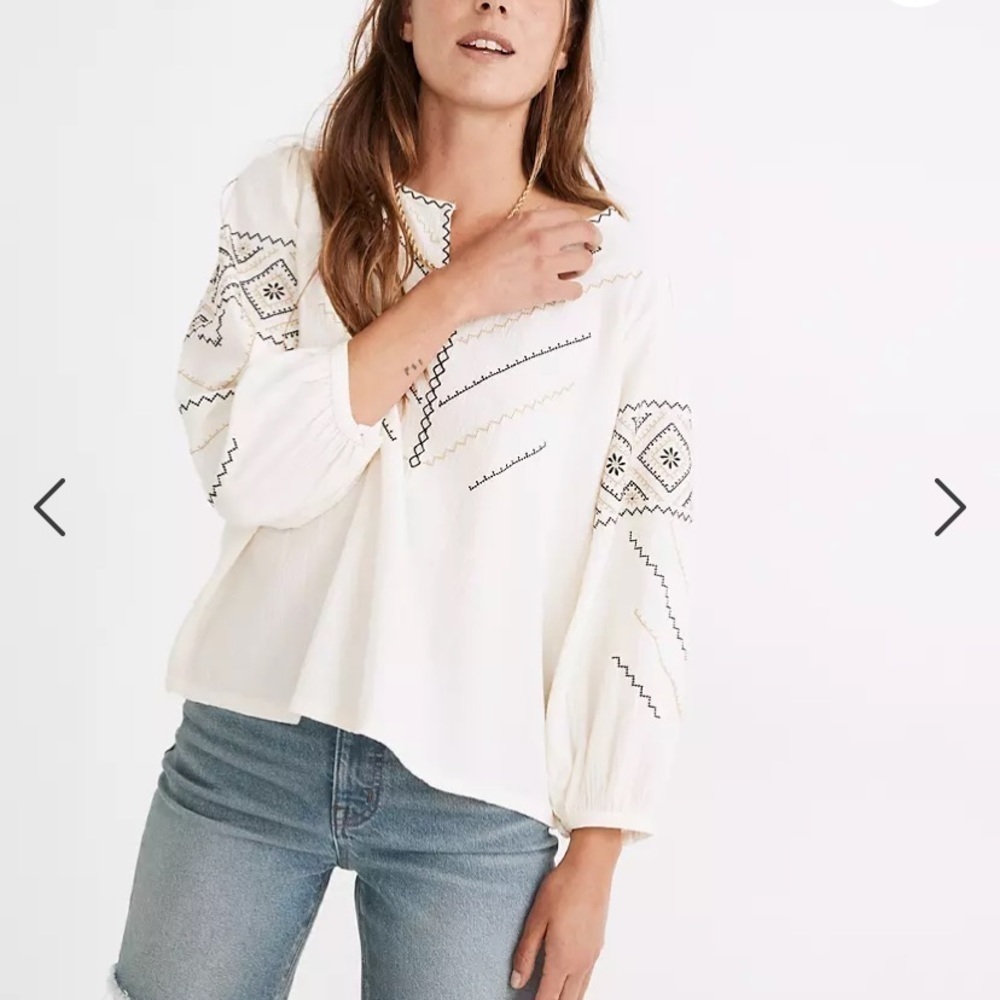 Madewell Embroidered Peasant Top MD132